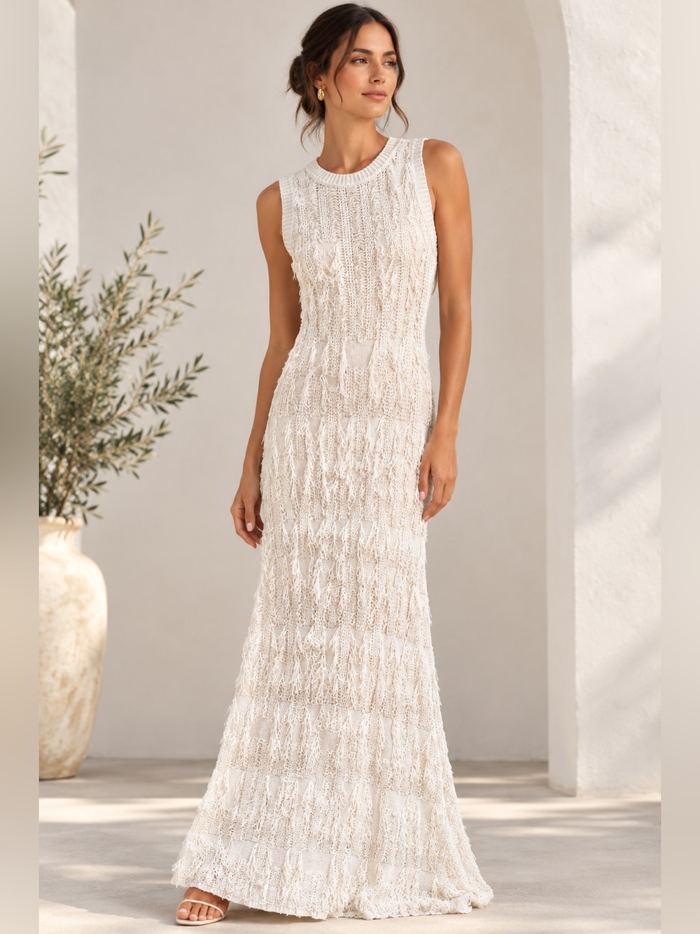 Ulla Johnson Daria Maxi Dress Pristine Ivory Crochet Fringe NWT Size S
